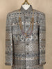 Grey Heavy Sequin Embroidered Kids Sherwani with Stonework Detailing