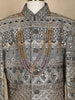 Grey Heavy Sequin Embroidered Kids Sherwani with Stonework Detailing