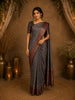 Grey Leaf Printed Chandheri Cotton Saree