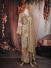 Grey Multicolour Floral Embroidered Patchwork Tissue Silk Palazzo Suit with Net Dupatta