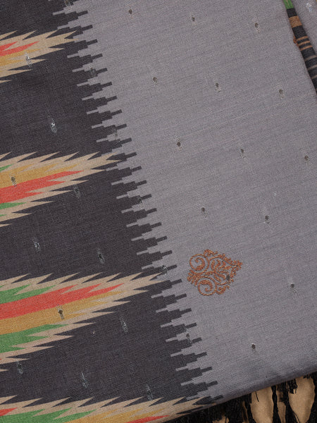 Grey Paisley Designed Soft Silk Saree - Diadem