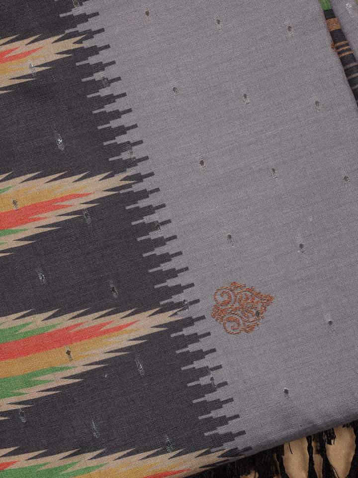 Grey Paisley Designed Soft Silk Saree - Diadem