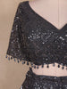 Grey Sequins Embroidered Net Lehenga Set with Dupatta