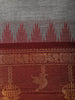 Grey Solid Design Cotton Saree With Contrast Maroon Zari Border