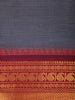 Grey Solid Design Cotton Saree With Contrast Red Zari Border