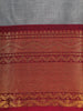 Grey Solid Design Cotton Saree with Red Zari Woven Border