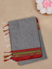 Grey Solid Design Semi Silk Cotton Saree with Contrast Border