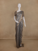 Grey Striped Woven Design Tissue Silk Saree