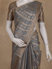 Grey Striped Woven Design Tissue Silk Saree