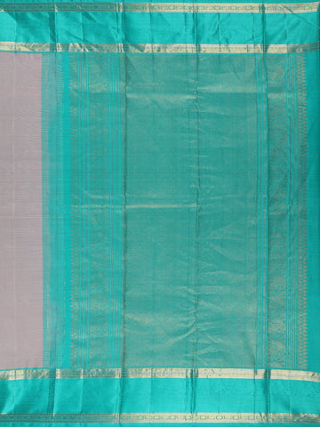 Grey Striped Woven Pure Kanchipuram Silk Saree - Diadem