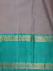 Grey Striped Woven Pure Kanchipuram Silk Saree - Diadem