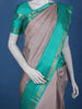 Grey Striped Woven Pure Kanchipuram Silk Saree - Diadem