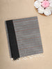 Grey Stripes Design Cotton Saree with Contrast Black Border