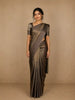 Grey Stripes Designed Organza Designer Saree