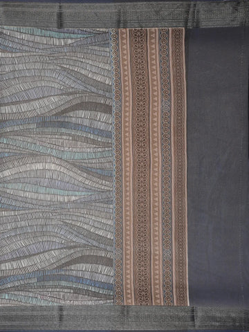 Grey Abstract Designed Chanderi Cotton Saree - Diadem