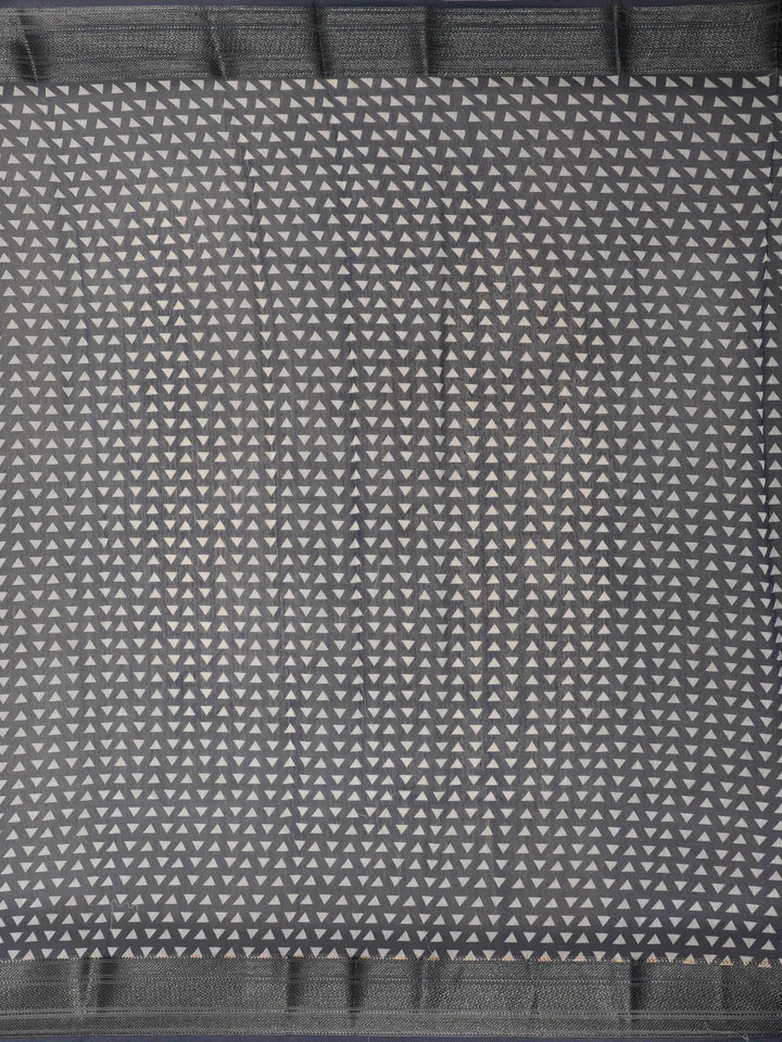 Grey Abstract Designed Chanderi Cotton Saree - Diadem