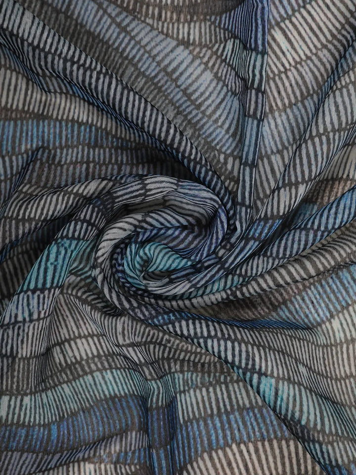 Grey Abstract Designed Chanderi Cotton Saree - Diadem