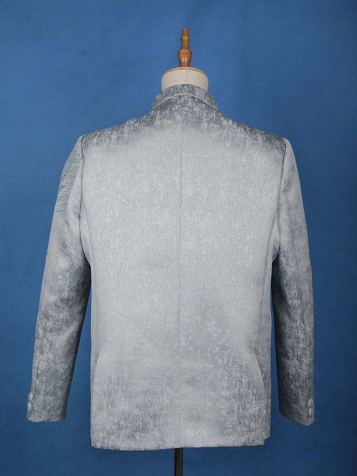 Grey Abstract Designed Jodhpuri Men's Suit - Diadem