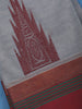Grey Cotton Saree with Temple Motif and Contrast Woven Border - Diadem