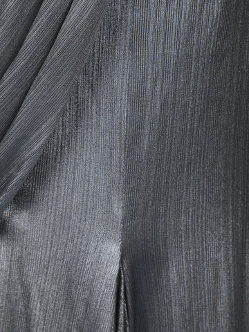 Grey Embroidery Shimmer Ready To Wear Saree with Designer Blouse - Diadem