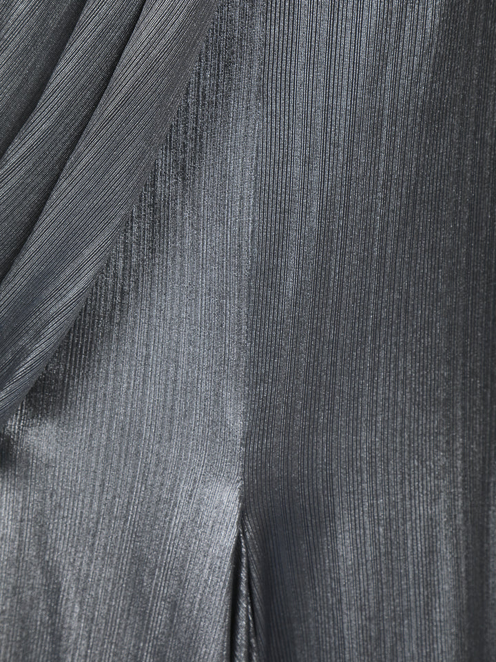 Grey Embroidery Shimmer Ready To Wear Saree with Designer Blouse - Diadem