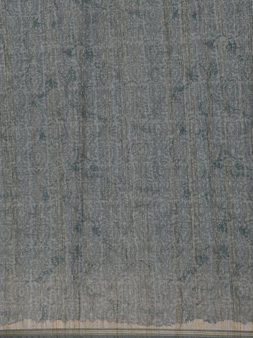 Grey Floral Designed Semi Tussar Saree - Diadem