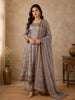 Grey Floral Design Cotton Palazzo Suit