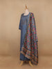 Grey Floral Designed Semi Silk Salwar Suit - Diadem
