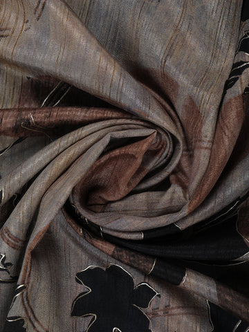Grey Floral Designed Semi Tussar Saree - Diadem