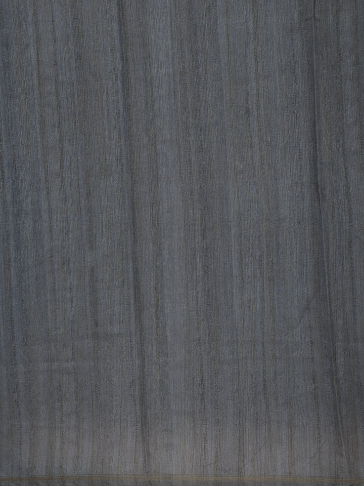 Grey Floral Designed Semi Tussar Saree - Diadem