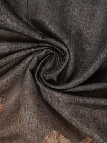 Grey Floral Designed Semi Tussar Saree - Diadem