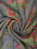 Grey Floral Designed Chanderi Cotton Saree - Diadem