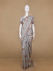 Grey Floral Designed Chiffon Saree - Diadem