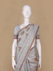 Grey Floral Designed Chiffon Saree - Diadem