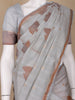 Grey Floral Designed Chiffon Saree - Diadem