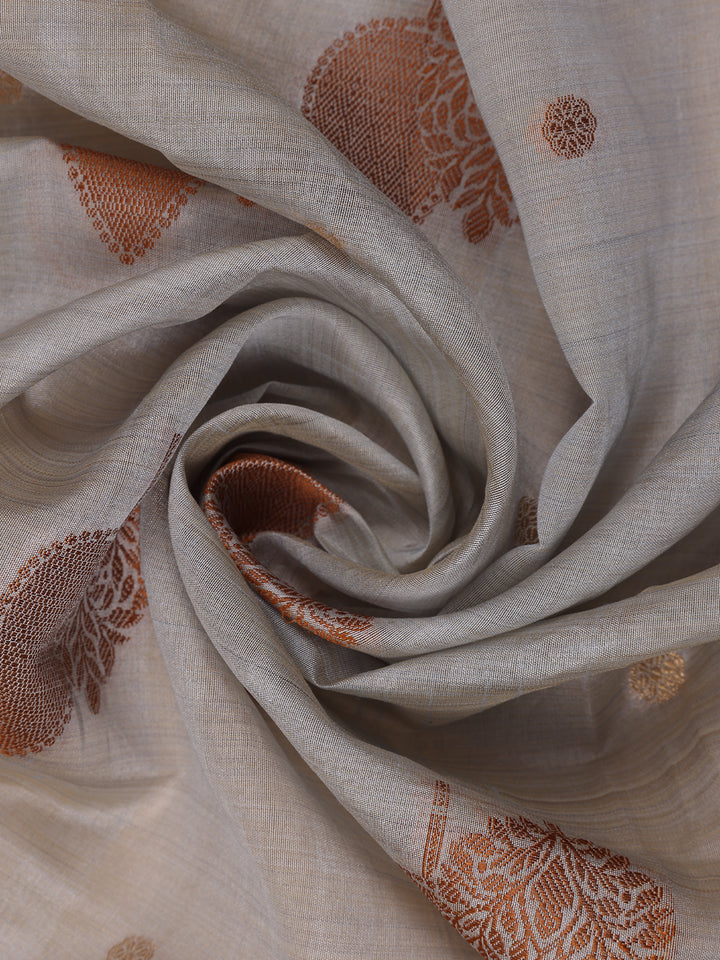 Grey Floral Designed Chiffon Saree - Diadem