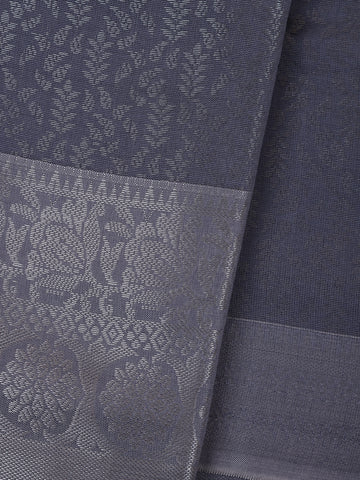 Grey Floral Designed Fancy Art Silk Saree - Diadem
