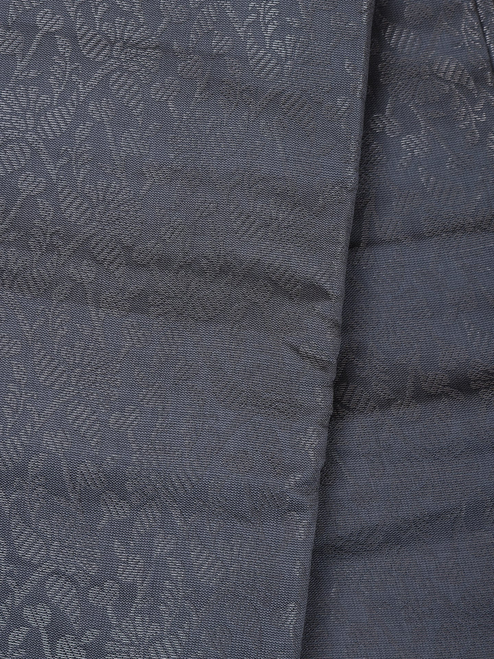 Grey Floral Designed Fancy Art Silk Saree - Diadem