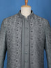 Grey Floral Designed Jodhpuri Men's Suit - Diadem