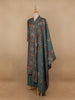 Grey Floral Designed Semi Silk Salwar Suit - Diadem