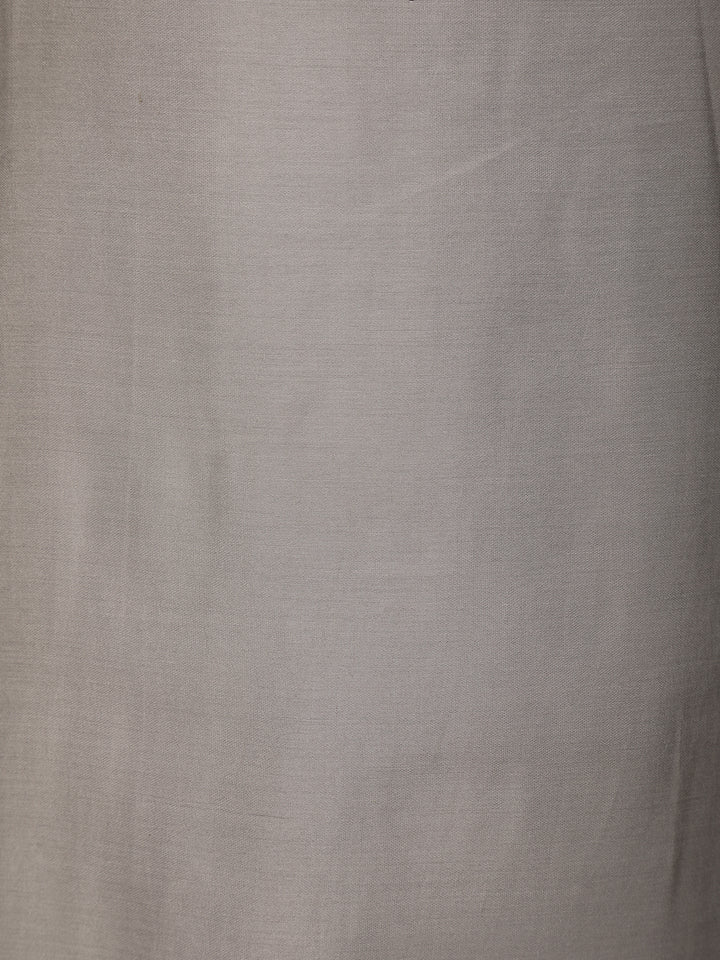 Grey Floral Designed Semi Silk Salwar Suit - Diadem