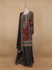 Grey Floral Designed Semi Silk Sharara Salwar Suit - Diadem