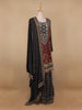 Grey Floral Designed Semi Silk Sharara Salwar Suit - Diadem