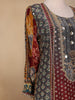 Grey Floral Designed Semi Silk Sharara Salwar Suit - Diadem
