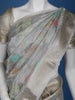 Grey Floral Designed Semi Tissue Saree