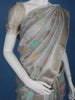 Grey Floral Designed Semi Tissue Saree