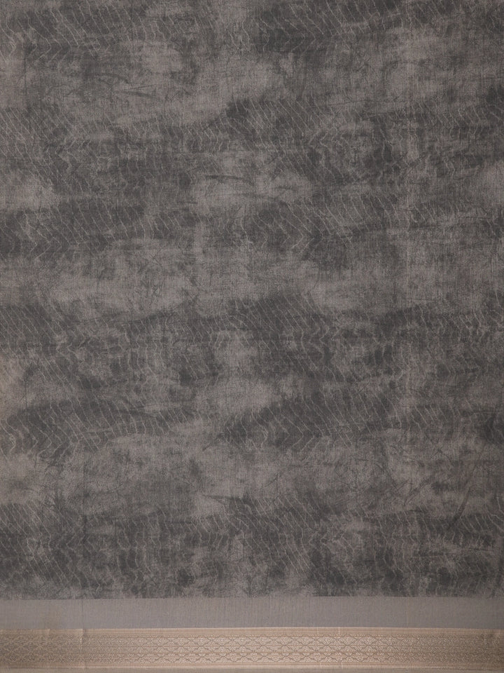 Grey Floral Designed Semi Tussar Saree - Diadem