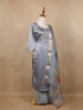 Grey Floral Designed Silk Salwar Suit - Diadem
