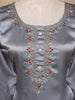Grey Floral Designed Silk Salwar Suit - Diadem