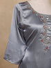 Grey Floral Designed Silk Salwar Suit - Diadem